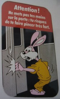 Sticker found on Paris metro train doors